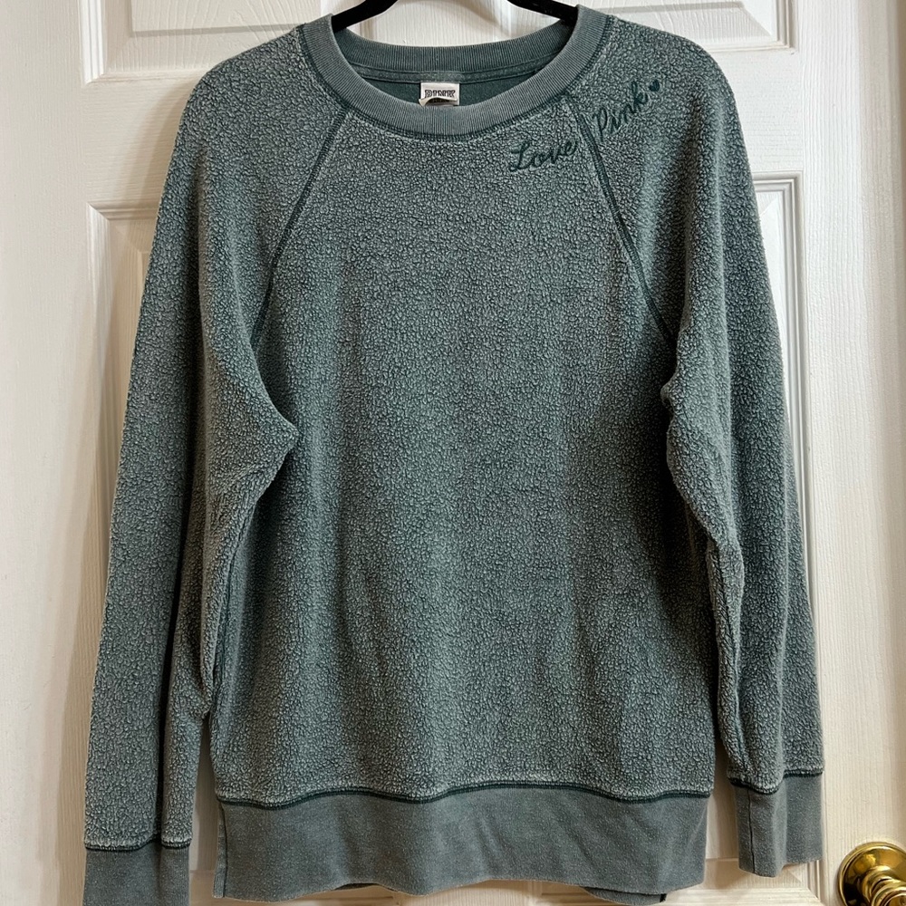 Pink love terry cloth sweatshirt